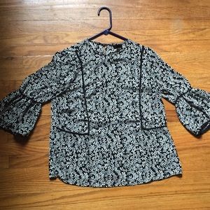 Floral Black & White Blouse